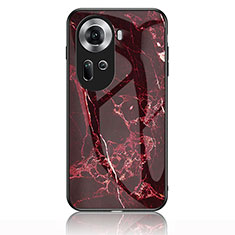 Silicone Frame Fashionable Pattern Mirror Case Cover for Oppo Reno11 5G Red