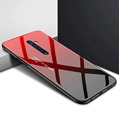 Silicone Frame Fashionable Pattern Mirror Case Cover for Oppo Reno2 Red