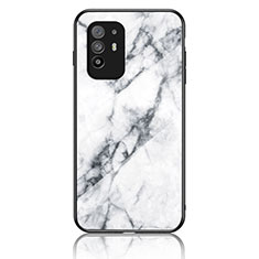 Silicone Frame Fashionable Pattern Mirror Case Cover for Oppo Reno5 Z 5G White