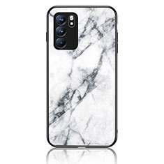 Silicone Frame Fashionable Pattern Mirror Case Cover for Oppo Reno6 5G White