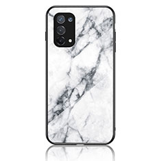 Silicone Frame Fashionable Pattern Mirror Case Cover for Oppo Reno6 Lite White