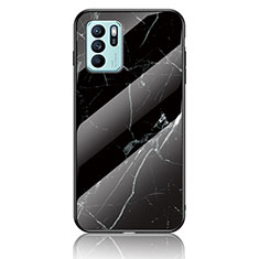 Silicone Frame Fashionable Pattern Mirror Case Cover for Oppo Reno6 Z 5G Black