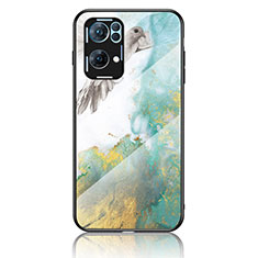 Silicone Frame Fashionable Pattern Mirror Case Cover for Oppo Reno7 Pro 5G Green