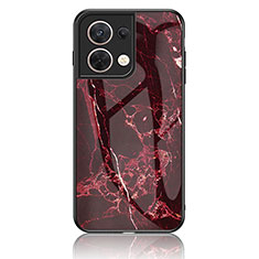 Silicone Frame Fashionable Pattern Mirror Case Cover for Oppo Reno8 5G Red