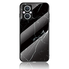 Silicone Frame Fashionable Pattern Mirror Case Cover for Oppo Reno8 Lite 5G Black