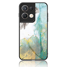 Silicone Frame Fashionable Pattern Mirror Case Cover for Oppo Reno8 Pro 5G Green