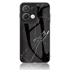 Silicone Frame Fashionable Pattern Mirror Case Cover for Oppo Reno8 Pro+ Plus 5G Black