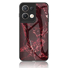 Silicone Frame Fashionable Pattern Mirror Case Cover for Oppo Reno8 Pro+ Plus 5G Red