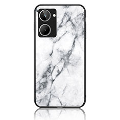 Silicone Frame Fashionable Pattern Mirror Case Cover for Realme 10 Pro 5G White