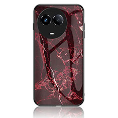 Silicone Frame Fashionable Pattern Mirror Case Cover for Realme 11 5G Red