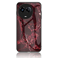 Silicone Frame Fashionable Pattern Mirror Case Cover for Realme 11X 5G Red