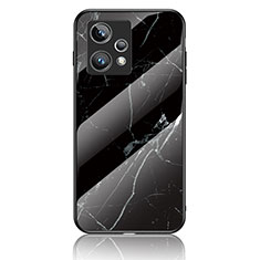 Silicone Frame Fashionable Pattern Mirror Case Cover for Realme 9 Pro+ Plus 5G Black