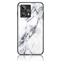 Silicone Frame Fashionable Pattern Mirror Case Cover for Realme 9 Pro+ Plus 5G White