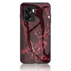 Silicone Frame Fashionable Pattern Mirror Case Cover for Realme Narzo 50 5G Red