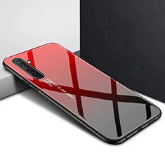 Silicone Frame Fashionable Pattern Mirror Case Cover for Realme XT Red