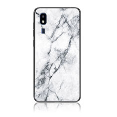 Silicone Frame Fashionable Pattern Mirror Case Cover for Samsung Galaxy A2 Core A260F A260G White