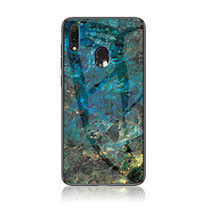 Silicone Frame Fashionable Pattern Mirror Case Cover for Samsung Galaxy A20e Blue