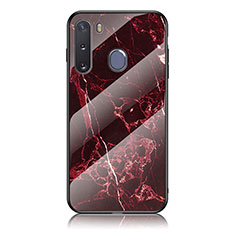 Silicone Frame Fashionable Pattern Mirror Case Cover for Samsung Galaxy A21 European Red