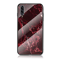 Silicone Frame Fashionable Pattern Mirror Case Cover for Samsung Galaxy A30S Red
