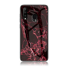 Silicone Frame Fashionable Pattern Mirror Case Cover for Samsung Galaxy A40s Red