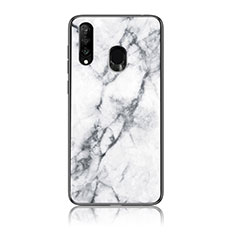 Silicone Frame Fashionable Pattern Mirror Case Cover for Samsung Galaxy A40s White