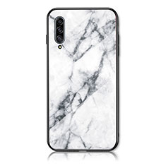Silicone Frame Fashionable Pattern Mirror Case Cover for Samsung Galaxy A50S White