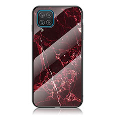 Silicone Frame Fashionable Pattern Mirror Case Cover for Samsung Galaxy F12 Red