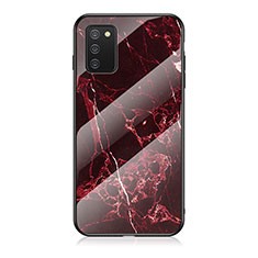 Silicone Frame Fashionable Pattern Mirror Case Cover for Samsung Galaxy M02s Red