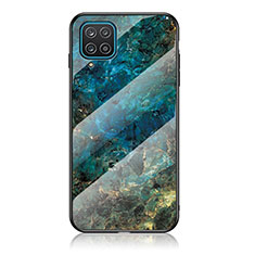 Silicone Frame Fashionable Pattern Mirror Case Cover for Samsung Galaxy M12 Blue