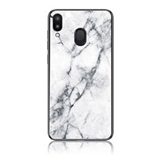 Silicone Frame Fashionable Pattern Mirror Case Cover for Samsung Galaxy M20 White