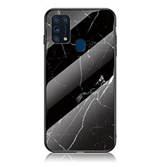 Silicone Frame Fashionable Pattern Mirror Case Cover for Samsung Galaxy M31 Prime Edition Black