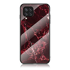 Silicone Frame Fashionable Pattern Mirror Case Cover for Samsung Galaxy M32 4G Red