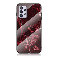 Silicone Frame Fashionable Pattern Mirror Case Cover for Samsung Galaxy M32 5G Red