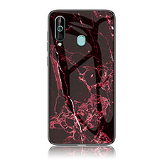 Silicone Frame Fashionable Pattern Mirror Case Cover for Samsung Galaxy M40 Red