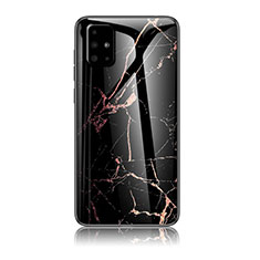 Silicone Frame Fashionable Pattern Mirror Case Cover for Samsung Galaxy M40S Gold and Black