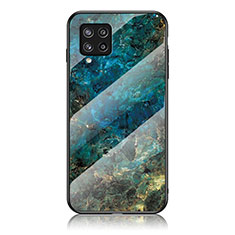 Silicone Frame Fashionable Pattern Mirror Case Cover for Samsung Galaxy M42 5G Blue