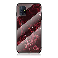 Silicone Frame Fashionable Pattern Mirror Case Cover for Samsung Galaxy M51 Red