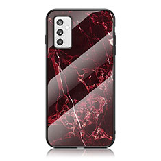 Silicone Frame Fashionable Pattern Mirror Case Cover for Samsung Galaxy M52 5G Red