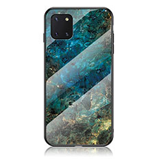 Silicone Frame Fashionable Pattern Mirror Case Cover for Samsung Galaxy M60s Blue