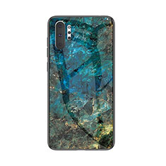 Silicone Frame Fashionable Pattern Mirror Case Cover for Samsung Galaxy Note 10 Plus 5G Blue