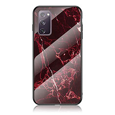 Silicone Frame Fashionable Pattern Mirror Case Cover for Samsung Galaxy S20 FE (2022) 5G Red