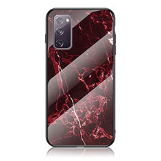 Silicone Frame Fashionable Pattern Mirror Case Cover for Samsung Galaxy S20 FE 5G Red