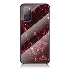 Silicone Frame Fashionable Pattern Mirror Case Cover for Samsung Galaxy S20 Lite 5G Red