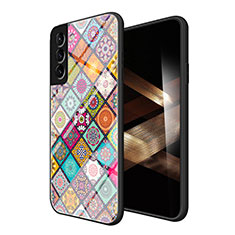 Silicone Frame Fashionable Pattern Mirror Case Cover for Samsung Galaxy S24 5G Mixed