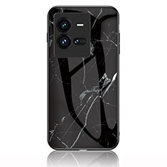 Silicone Frame Fashionable Pattern Mirror Case Cover for Vivo iQOO 10 Pro 5G Black