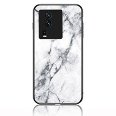 Silicone Frame Fashionable Pattern Mirror Case Cover for Vivo iQOO Neo7 5G White
