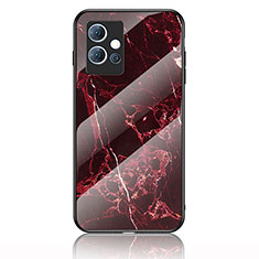 Silicone Frame Fashionable Pattern Mirror Case Cover for Vivo T1 5G India Red