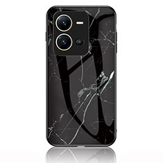 Silicone Frame Fashionable Pattern Mirror Case Cover for Vivo V25 5G Black