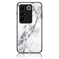 Silicone Frame Fashionable Pattern Mirror Case Cover for Vivo V27 Pro 5G White