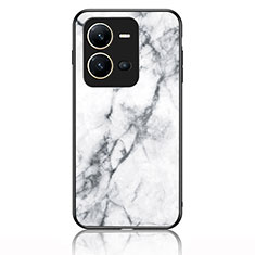 Silicone Frame Fashionable Pattern Mirror Case Cover for Vivo X80 Lite 5G White